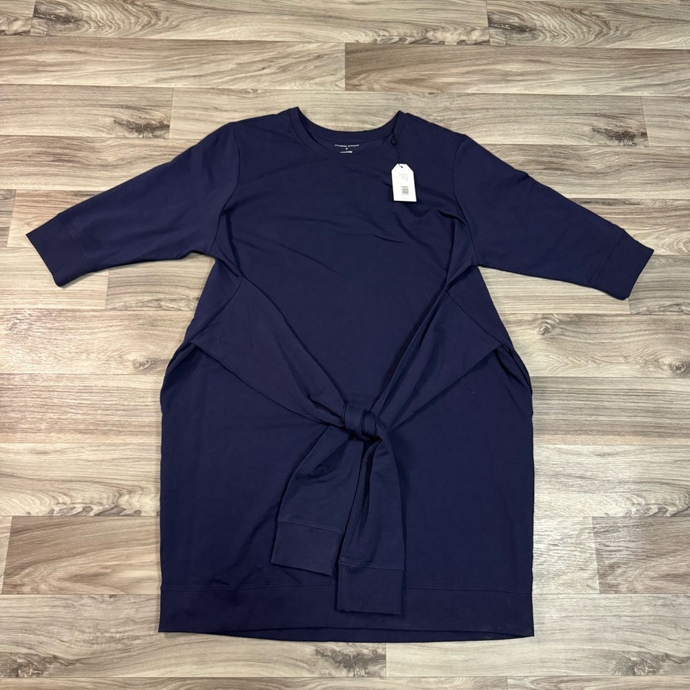 NWT Universal Standard Misa Tie Sweatshirt Dress in Evening Blue Size M US 18-20